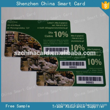 high quality thermal printing barcode number pvc plastic loyalty card